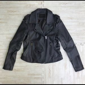 BlankNYC Gray Vegan Leather Moto Jacket Coat